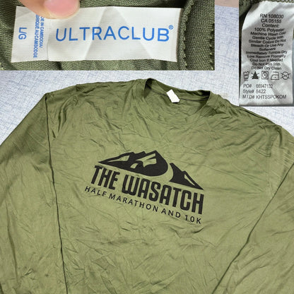 UltraClub® Olive Wasatch Half Marathon Long Sleeve Performance T Shirt-L