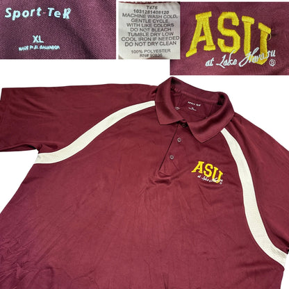Sport-Tek® Maroon Performance Polo Shirt Contrast Panel-XL