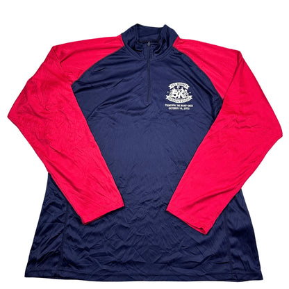 Leslie Jordan® Navy Red Quarter Zip Performance Pullover-2XL