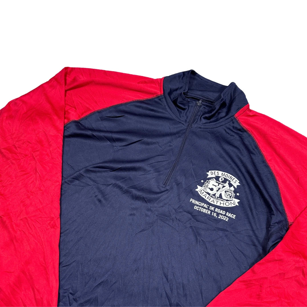 Leslie Jordan® Navy Red Quarter Zip Performance Pullover-2XL