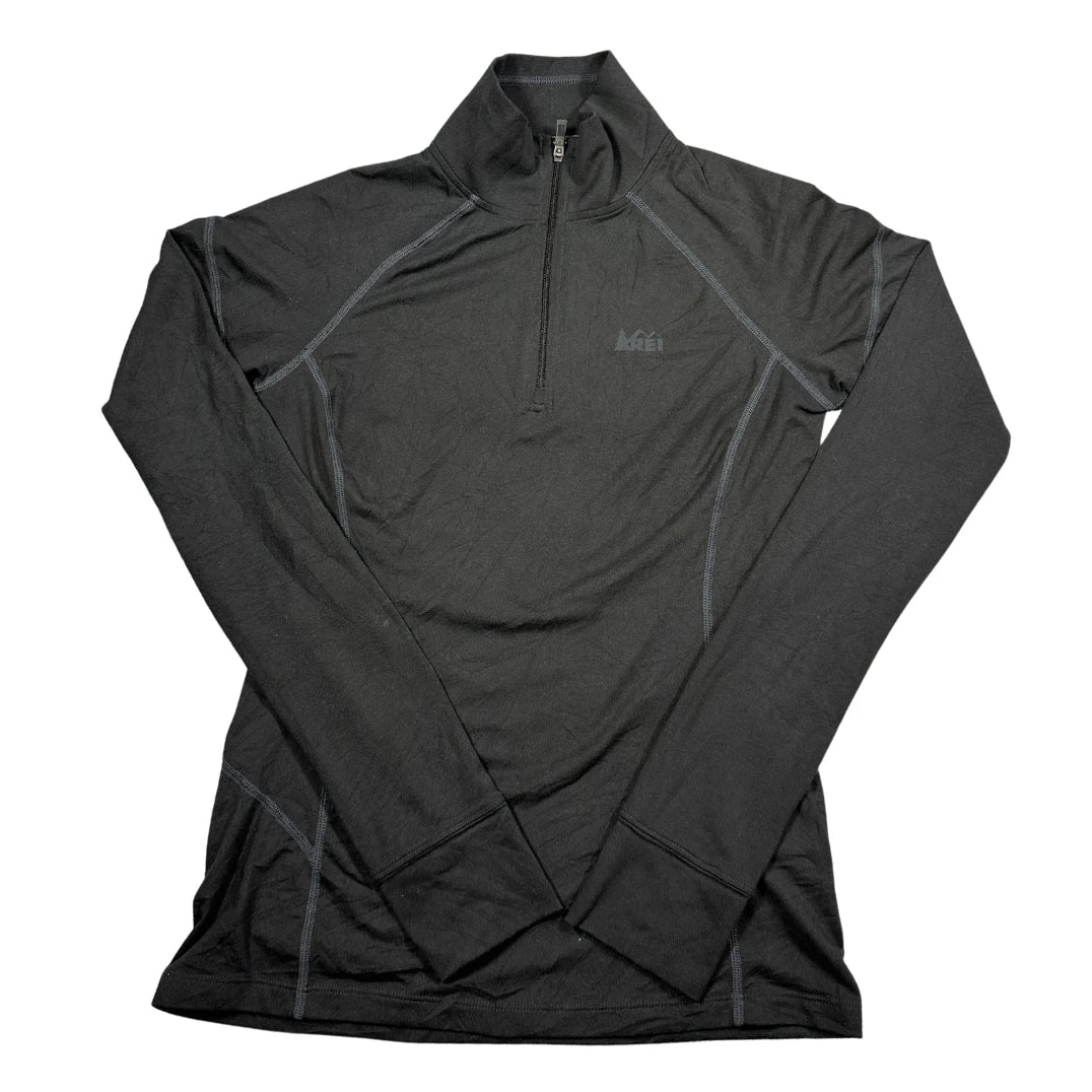 REI® Black Quarter Zip Base Layer Top Thumbholes-XS