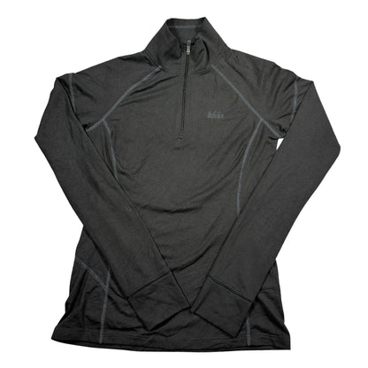 REI® Black Quarter Zip Base Layer Top Thumbholes-XS