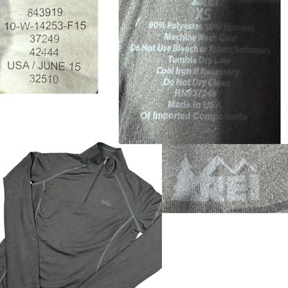 REI® Black Quarter Zip Base Layer Top Thumbholes-XS