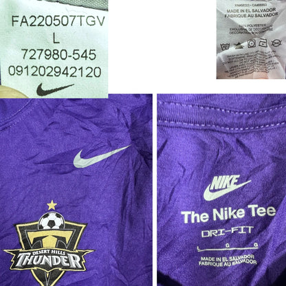 Nike® Purple Dri-Fit Long Sleeve Soccer Team T Shirt-L
