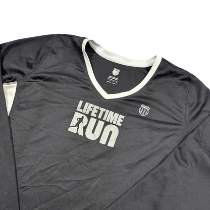 K-Swiss® Black V Neck Long Sleeve Running Top-L
