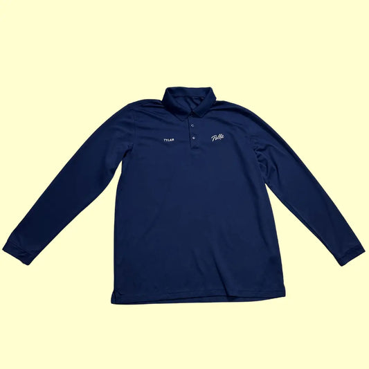 Classic navy Pelli long-sleeve polo shirt with a smart collared design
