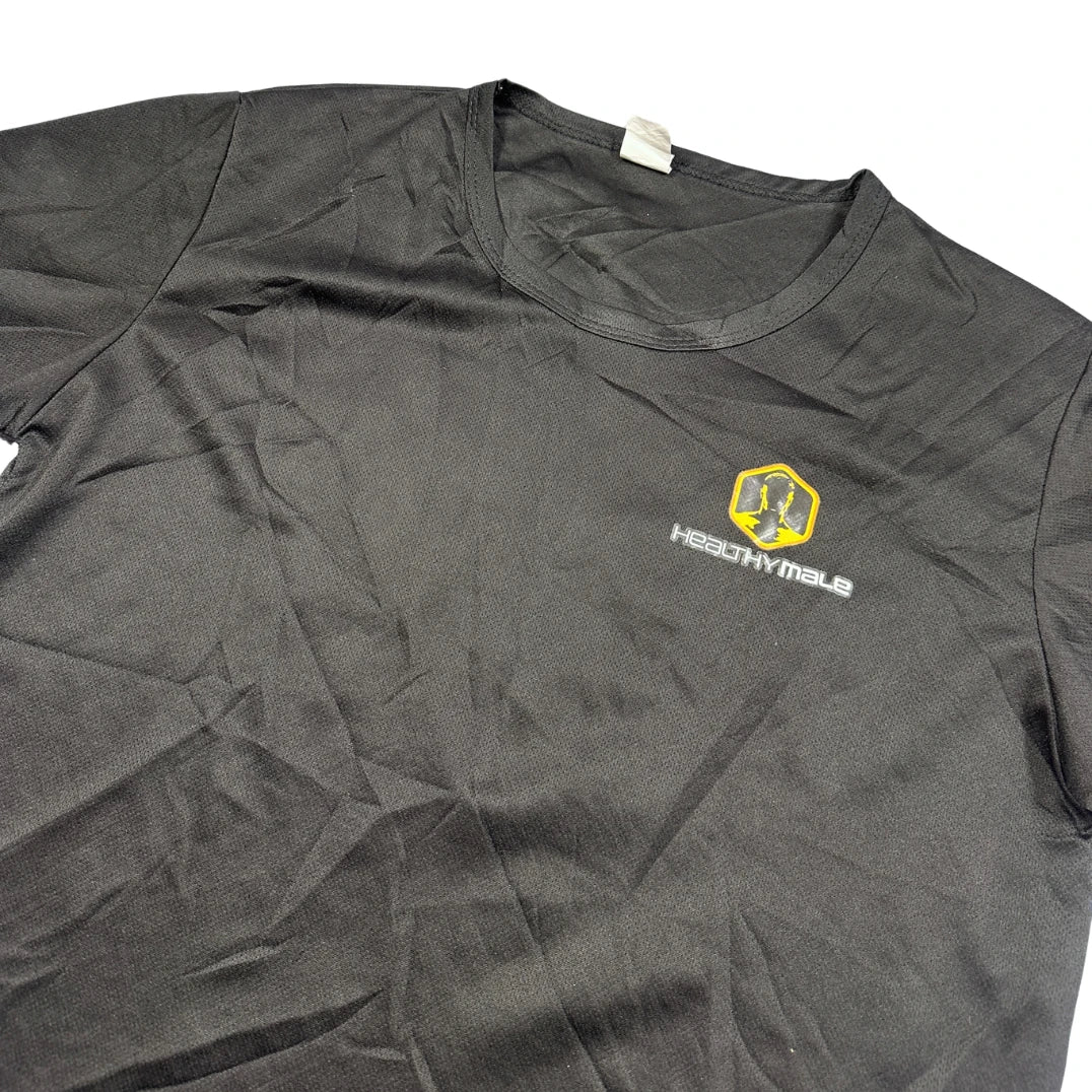 Unbranded Black Mesh Performance T Shirt Logo Print