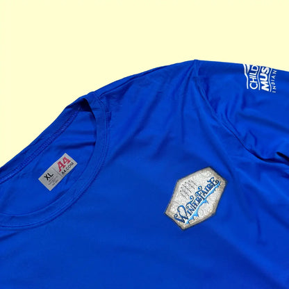 Vibrant blue A4 performance long-sleeve shirt featuring WinterFaire graphics