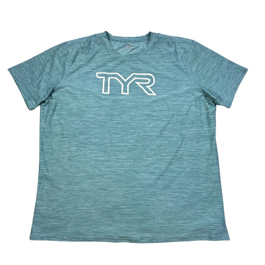 TYR® Teal Heather Performance T Shirt Logo Print-2XL