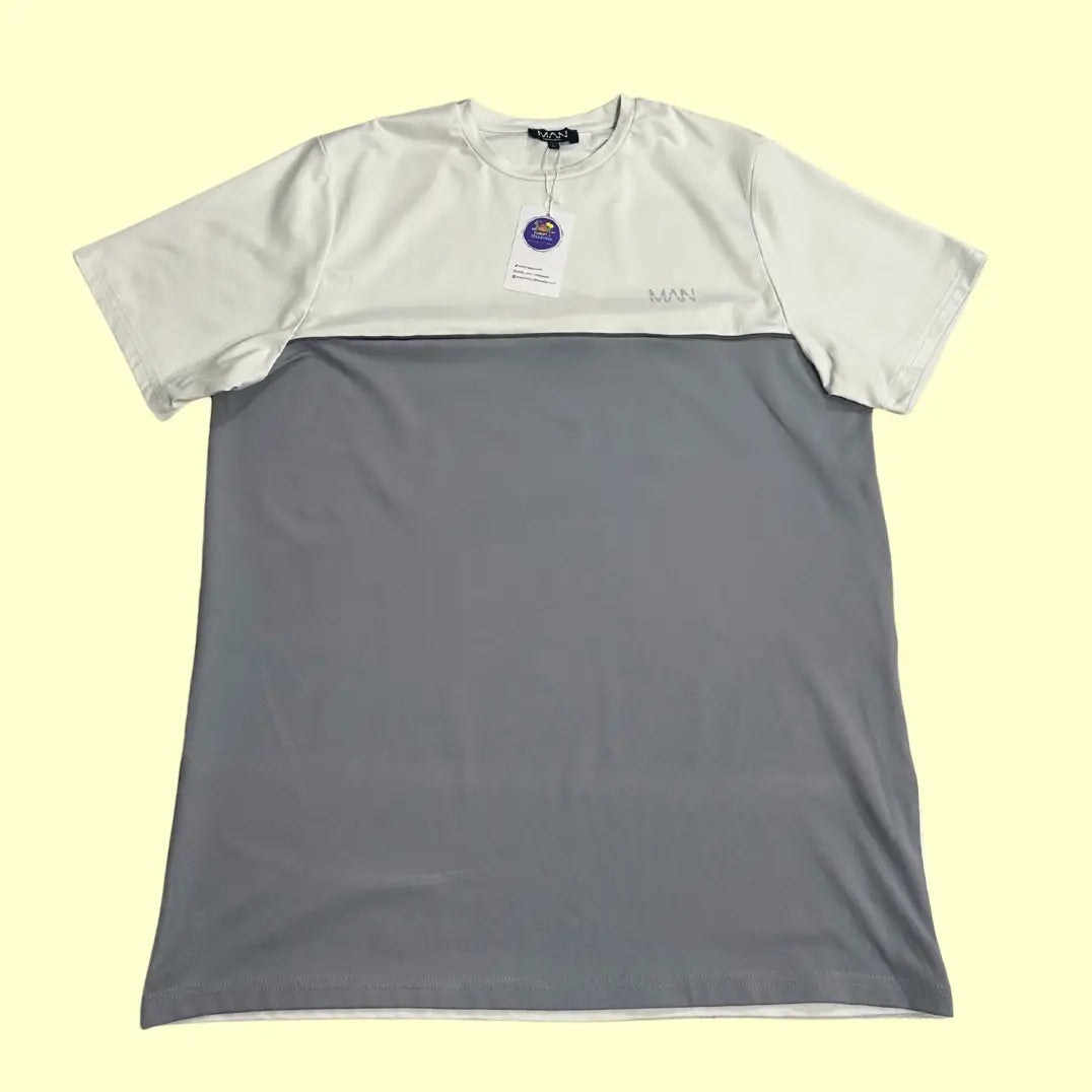 BoohooMAN Color-Block Tee – White & Grey