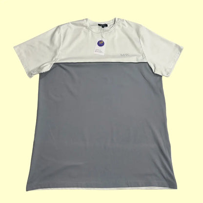 BoohooMAN Color-Block Tee – White & Grey