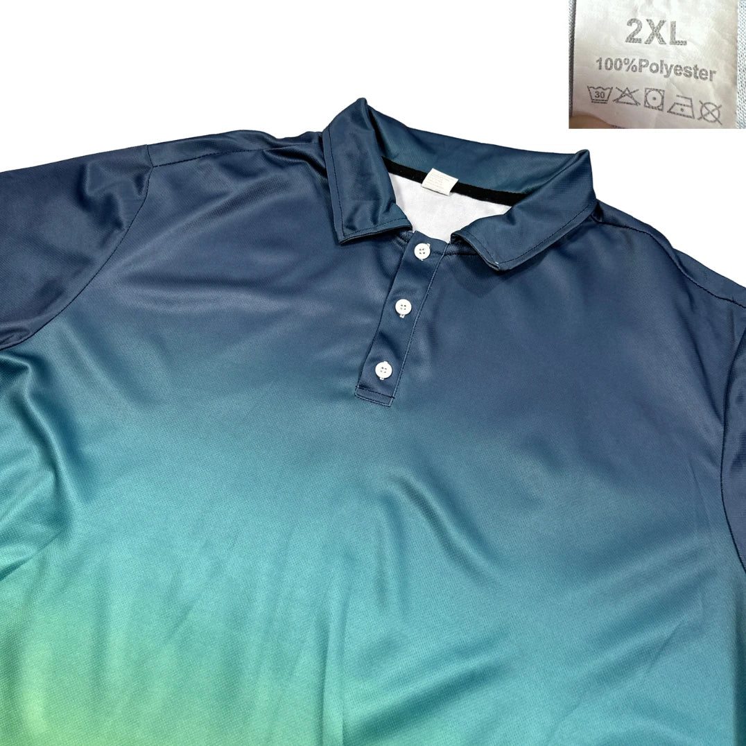 Unbranded Navy Green Ombre Polo Shirt Quick Dry-2XL