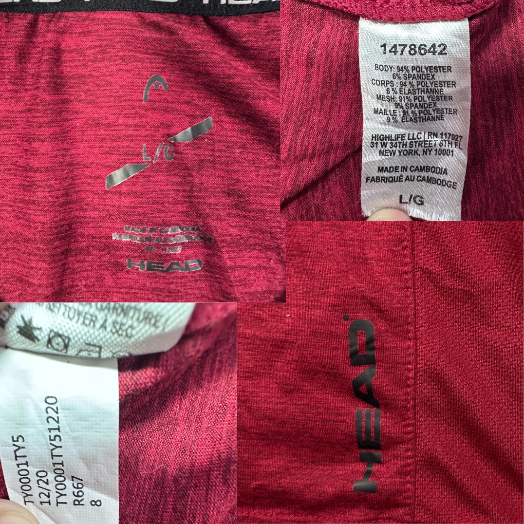 HEAD Burgundy Men's Mesh Panels-L Men T Shirts