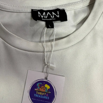 BoohooMAN Color-Block Tee – White & Grey