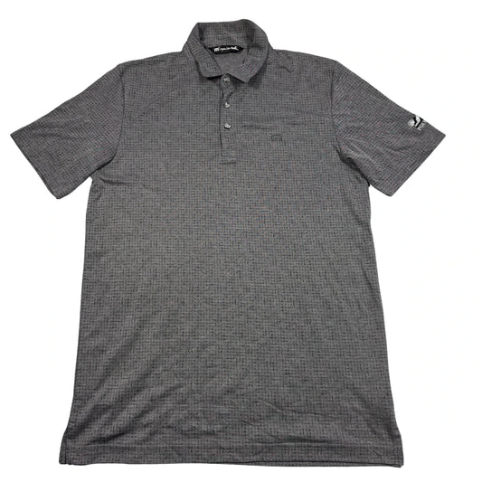 TravisMathew® Charcoal Grey Grid Pattern Golf Polo Shirt-M