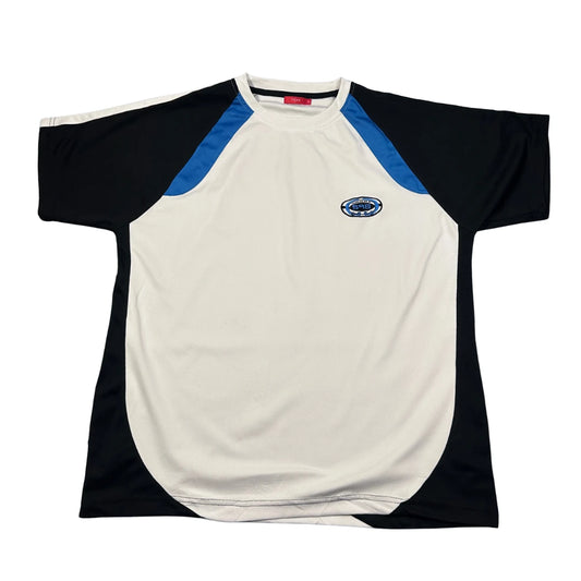 Tissaia® White Black Blue Colour Block Sports T Shirt-M