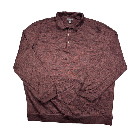 Van Heusen® Burgundy Heather Flex Long Sleeve Polo Shirt-XL