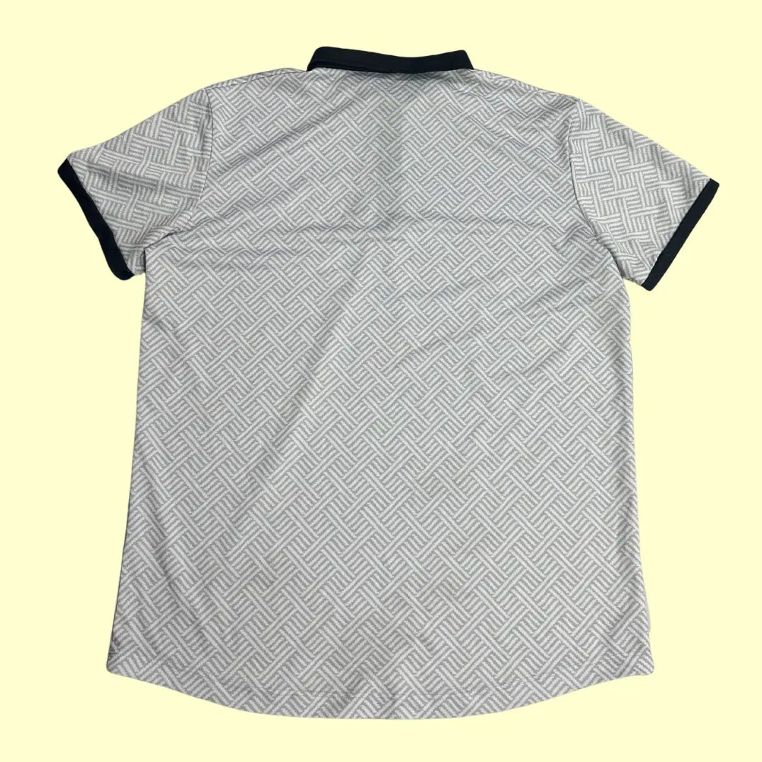 Men’s Geometric Pattern Polo Shirt – Grey & Black