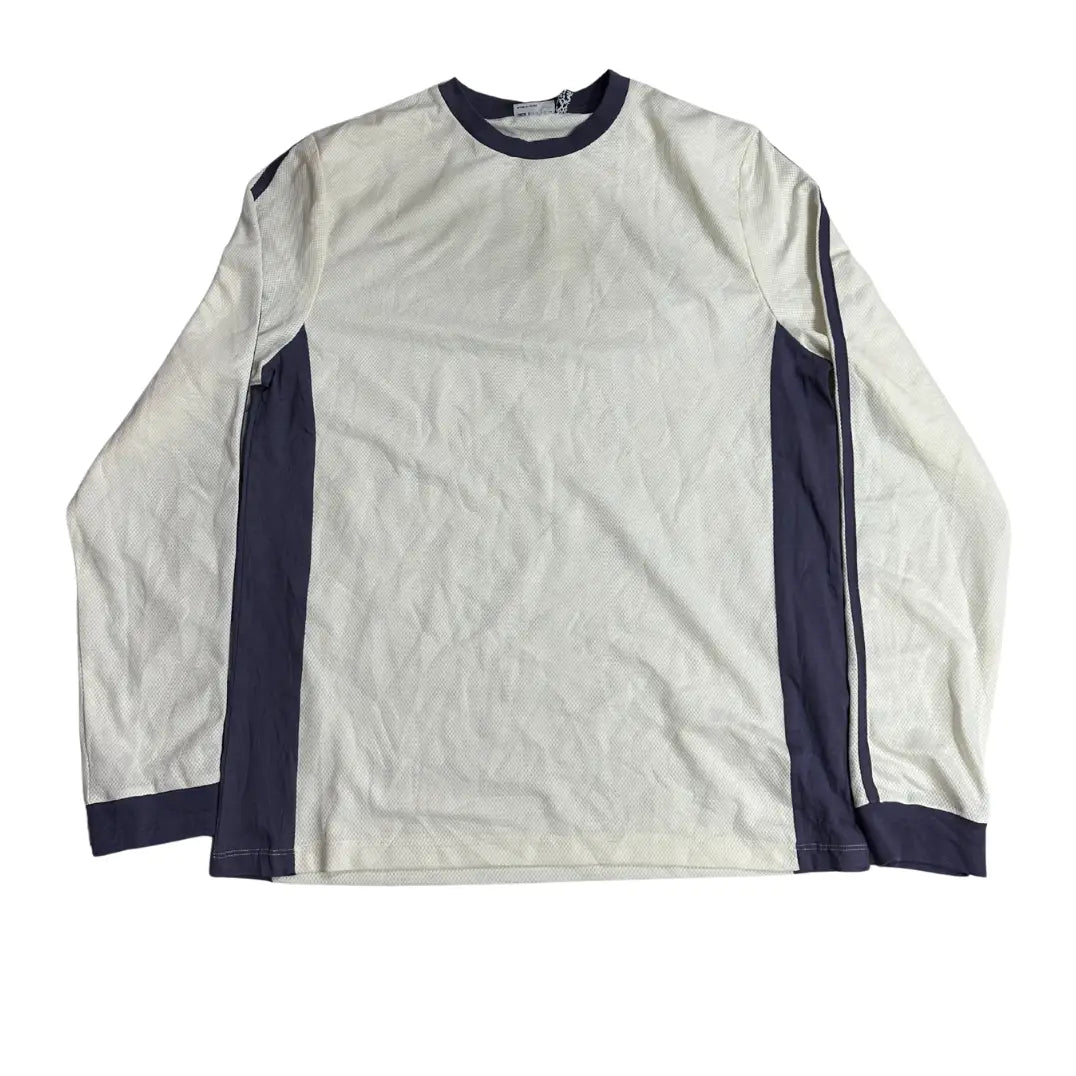 ASOS DESIGN Contrast Panel Long Sleeve T-Shirt – Cream & Navy