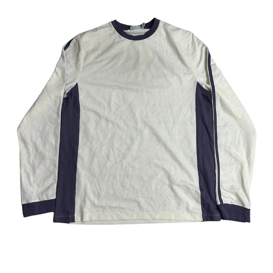 ASOS DESIGN Contrast Panel Long Sleeve T-Shirt – Cream & Navy