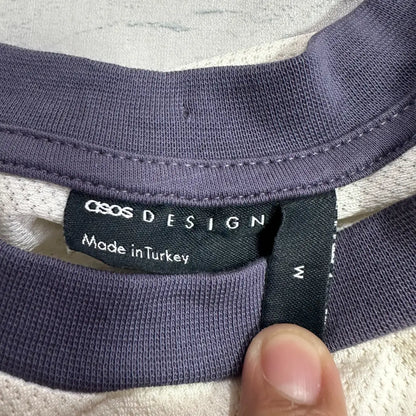 ASOS DESIGN Contrast Panel Long Sleeve T-Shirt – Cream & Navy