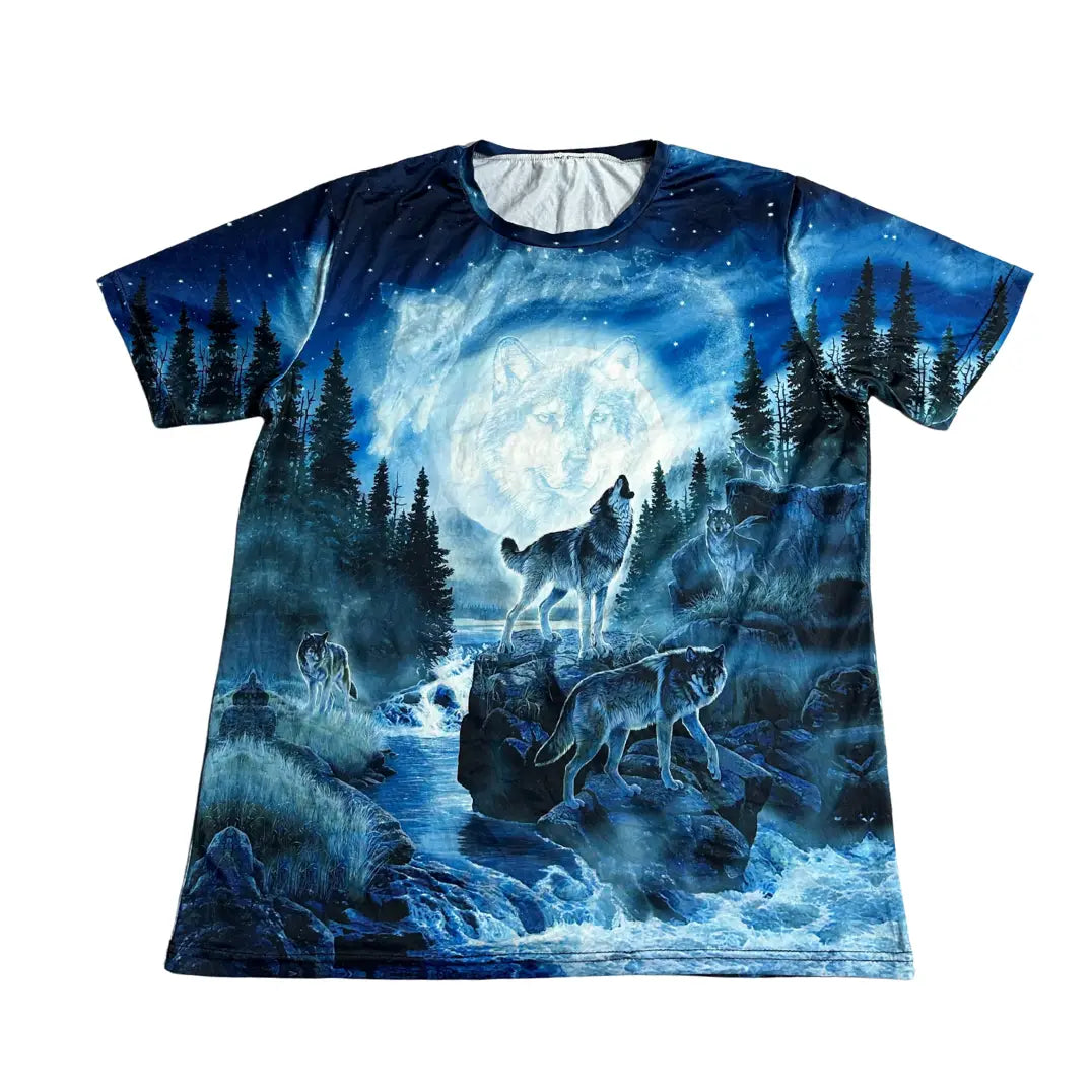 🌌 Wolf Moon Graphic T Shirt All Over Print