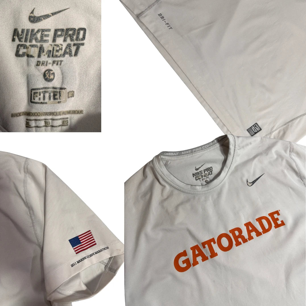Nike Pro Combat Gatorade Dri Fit Performance T Shirt Off White 🏃‍♂️⚡