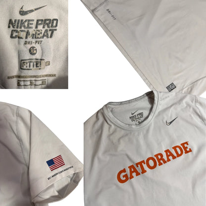 Nike Pro Combat Gatorade Dri Fit Performance T Shirt Off White 🏃‍♂️⚡