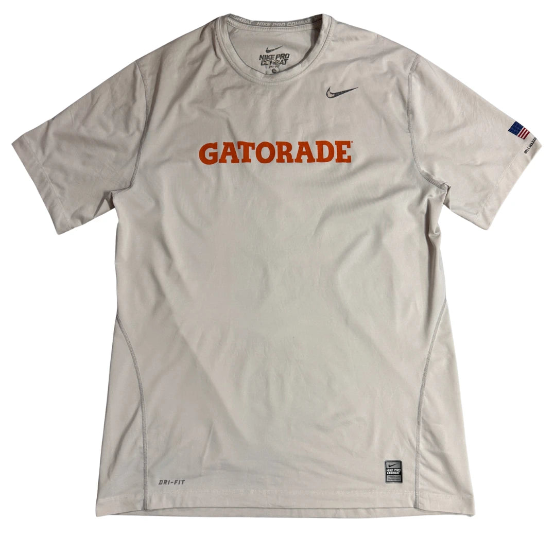 Nike Pro Combat Gatorade Dri Fit Performance T Shirt Off White 🏃‍♂️⚡