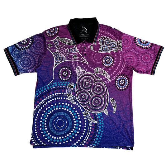 🎨 Gwyaala Art Contemporary Aboriginal Polo Shirt – Artistic Print