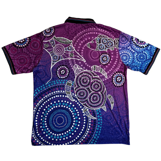 🎨 Gwyaala Art Contemporary Aboriginal Polo Shirt – Artistic Print
