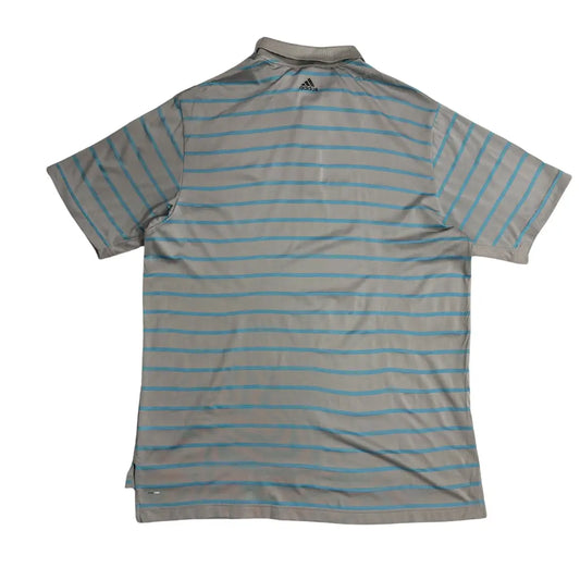 Adidas ClimaCool Striped Golf Polo Shirt – Grey & Sky Blue