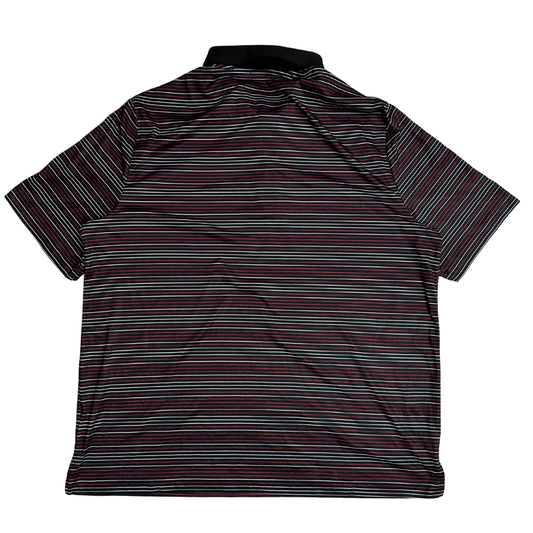 👕 George Striped Performance Polo Shirt – Black & Red