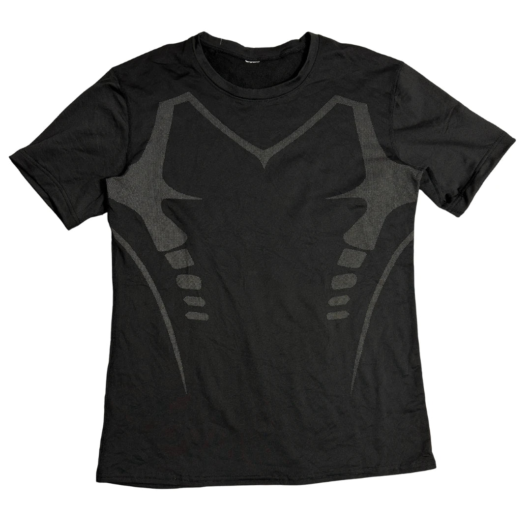 Black Compression Style Training T Shirt Muscle Design 🖤💪
