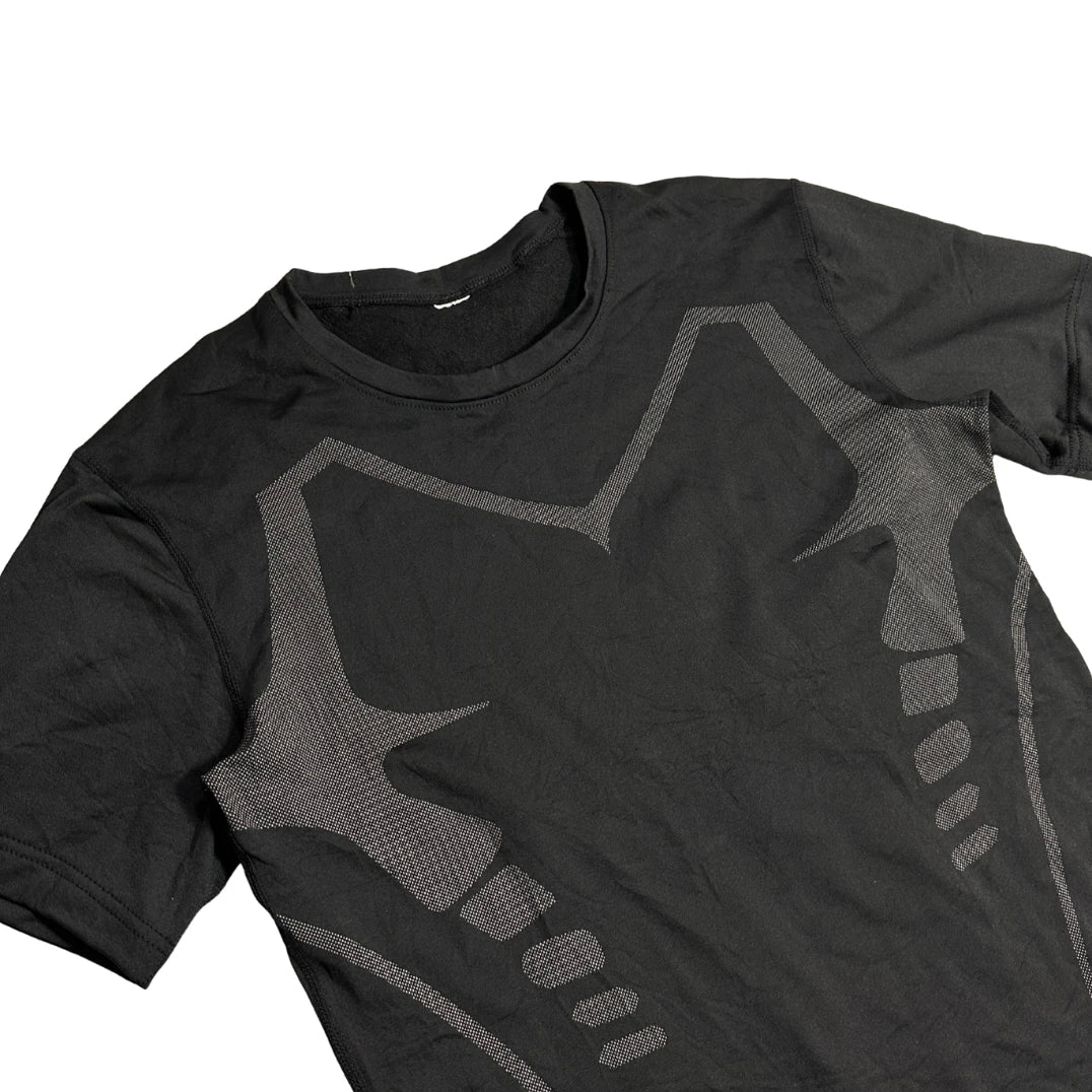 Black Compression Style Training T Shirt Muscle Design 🖤💪