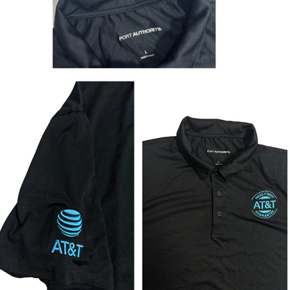 Port Authority Black Performance Polo Shirt with AT&T Logo