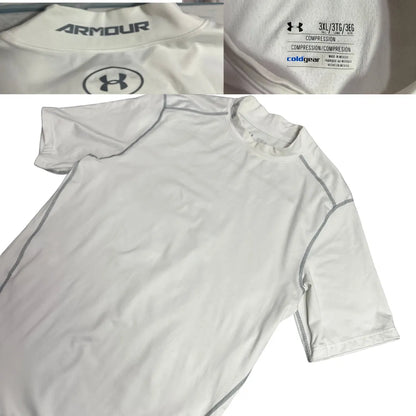 Under Armour White ColdGear Compression Crew Neck T Shirt 👕