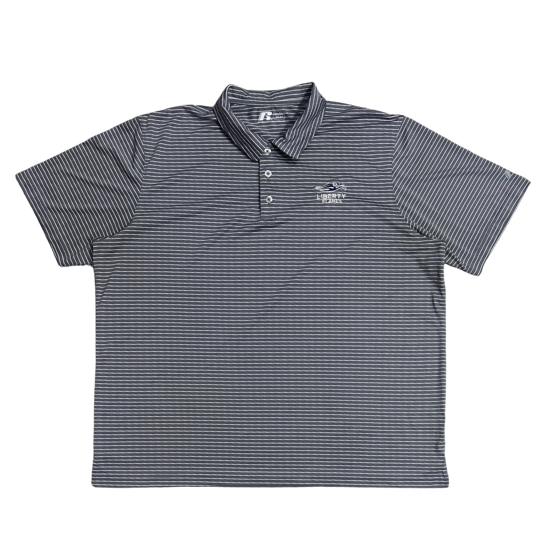 Russell® Grey Striped Polo Shirt – Liberty Flames Edition