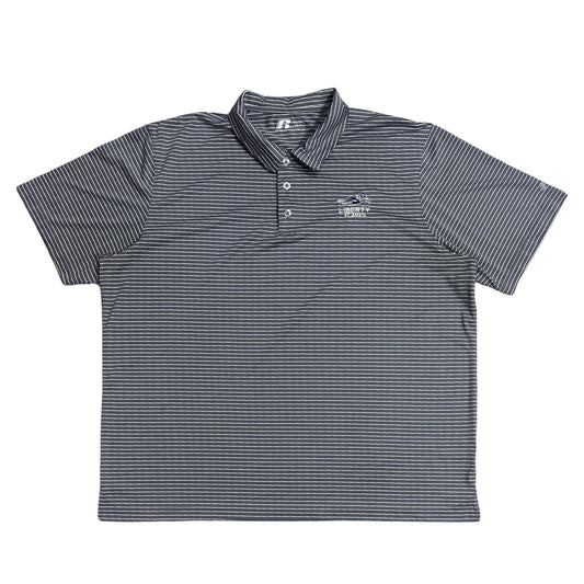 Russell® Grey Striped Polo Shirt – Liberty Flames Edition