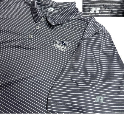 Russell® Grey Striped Polo Shirt – Liberty Flames Edition
