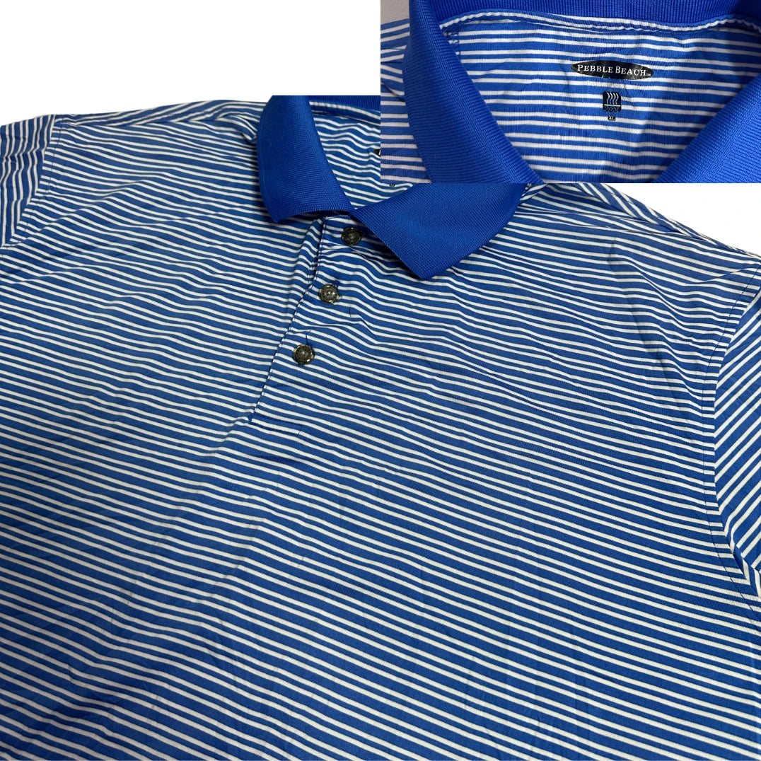pebble beach® Blue Striped Polo Shirt – Pebble Beach Classic