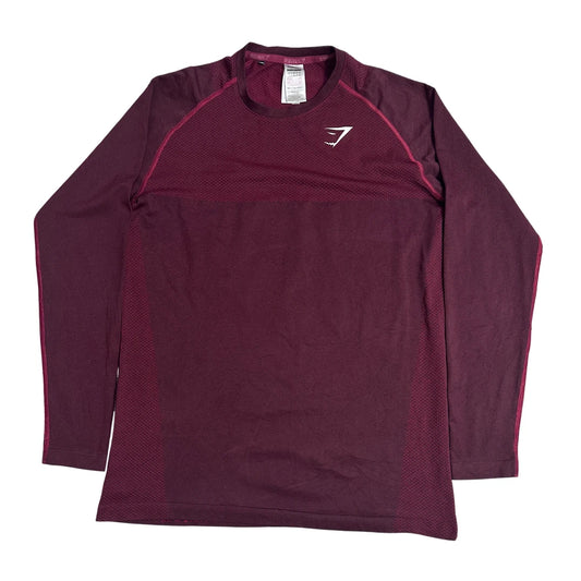 Gymshark® Long Sleeve Performance Tee – Maroon Edition(M)