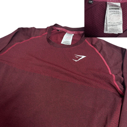 Gymshark® Long Sleeve Performance Tee – Maroon Edition(M)