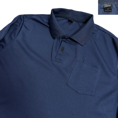 Shein ® Navy Long Sleeve Polo Shirt 🔵