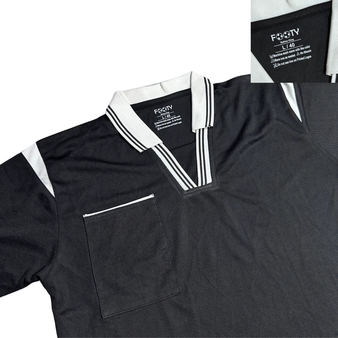 Classic Black Football Referee Style Shirt 🖤⚽