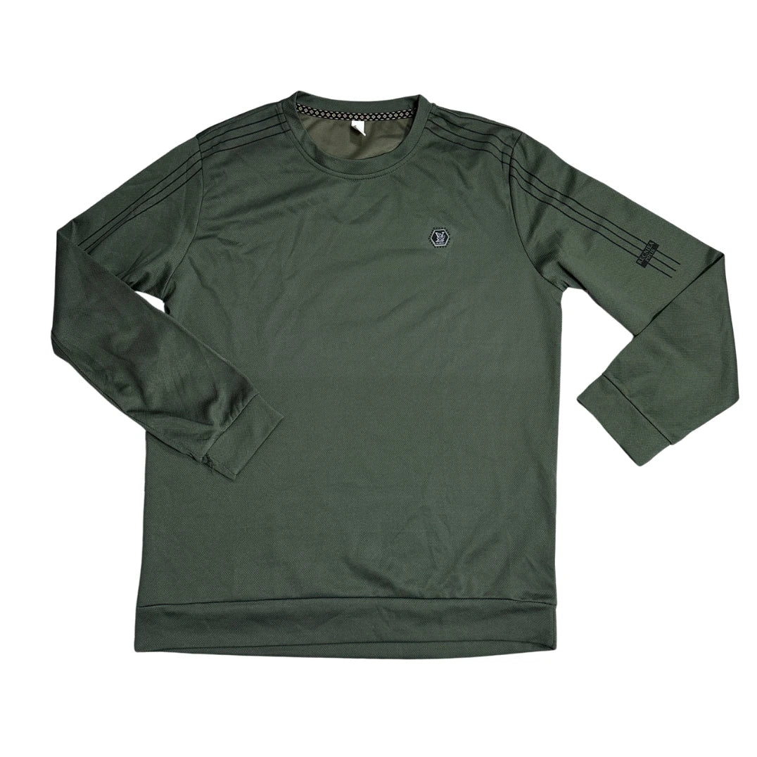 Olive Green Premium Textured Long Sleeve Tee(M)
