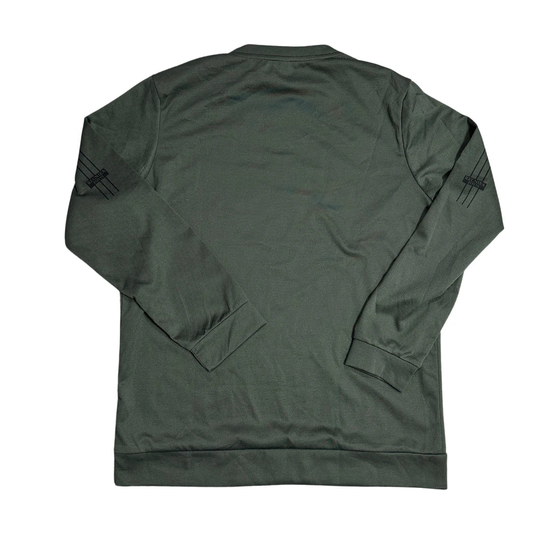 Olive Green Premium Textured Long Sleeve Tee(M)