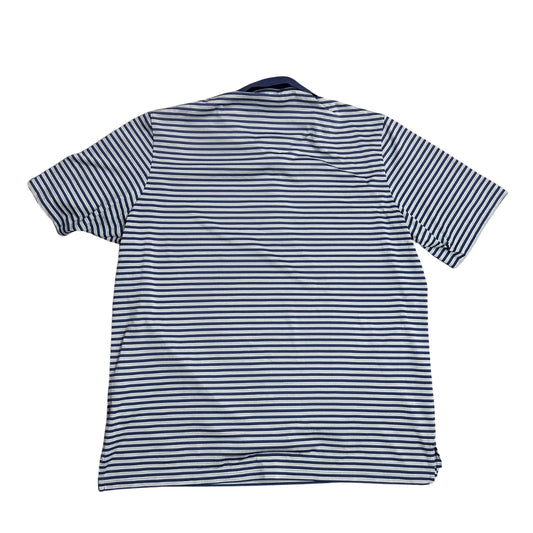 Adidas® Blue White Striped  Polo Shirt(XL)