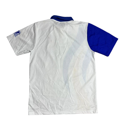 Athletic Club Style Polo Shirt with Contrast Panels 🔵⚪🟡(L)