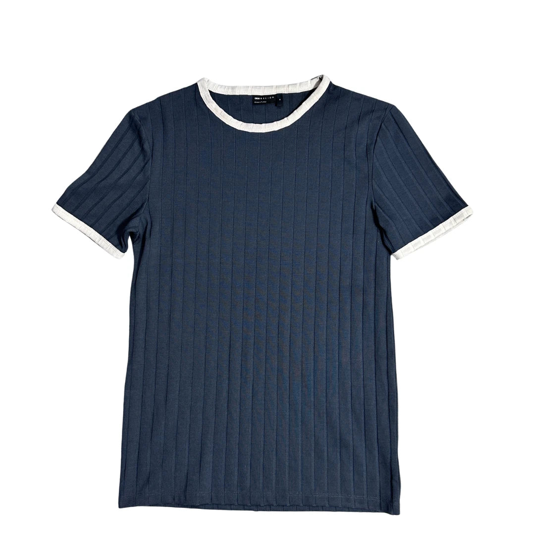 ASOS® Design Ribbed Navy Casual Tee(S)